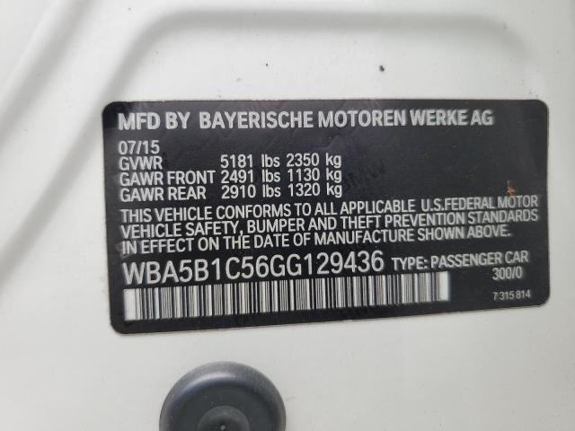 WBA5B1C56GG129436 - 2016 BMW 533 I WHITE photo 13