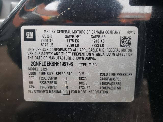 2GNFLGEK8H6199796 - 2017 CHEVROLET EQUINOX PREMIER BLACK photo 12