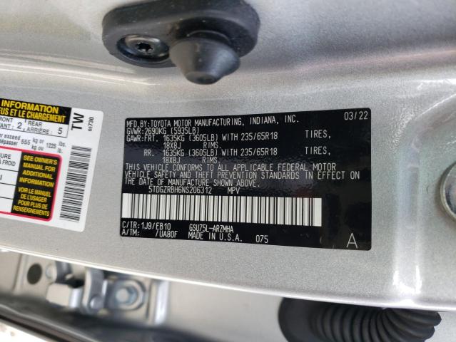 5TDGZRBH6NS206312 - 2022 TOYOTA HIGHLANDER XLE SILVER photo 13