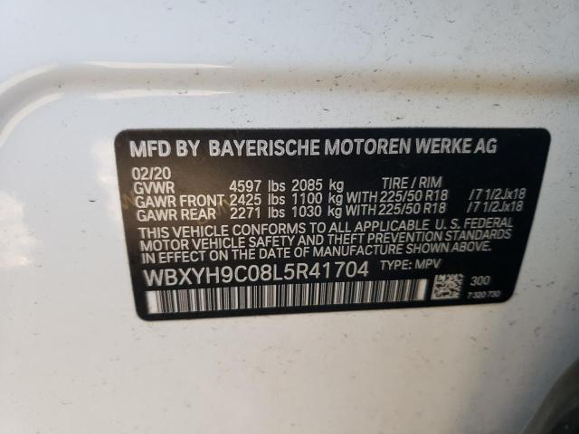 WBXYH9C08L5R41704 - 2020 BMW X2 SDRIVE28I WHITE photo 13