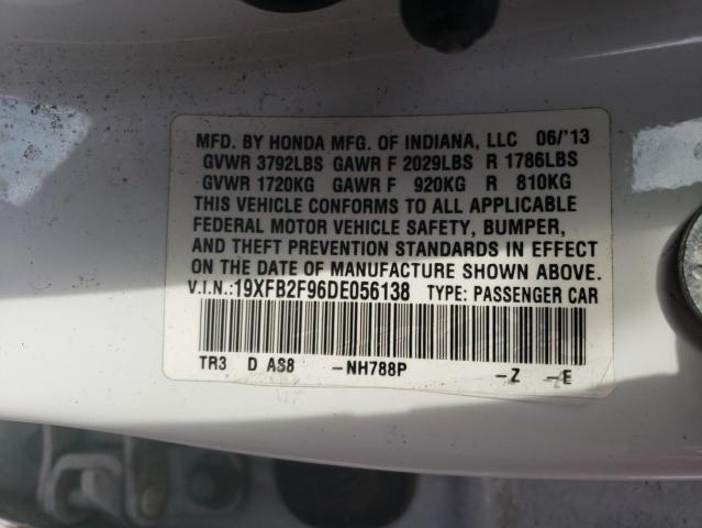 19XFB2F96DE056138 - 2013 HONDA CIVIC EXL Ağ foto 13