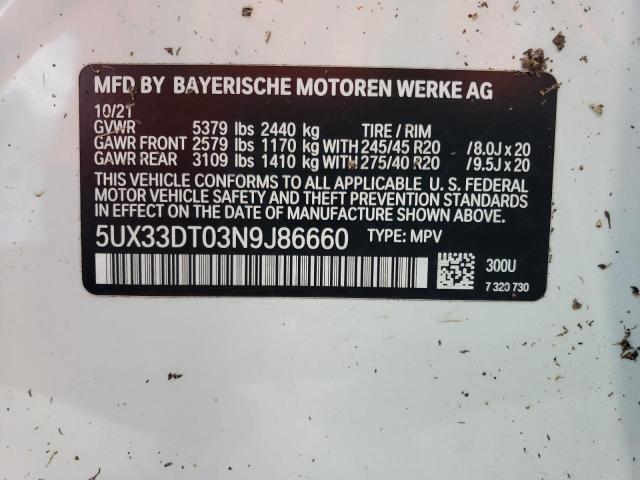 5UX33DT03N9J86660 - 2022 BMW X4 XDRIVE30I WHITE photo 13