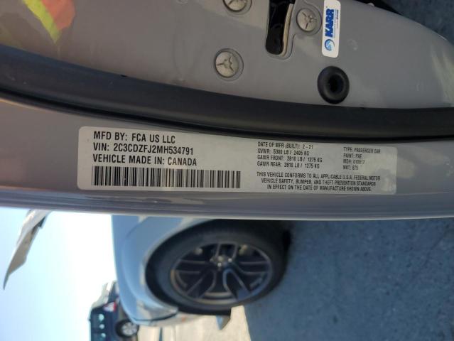 2C3CDZFJ2MH534791 - 2021 DODGE CHALLENGER R/T SCAT PACK GRAY photo 12