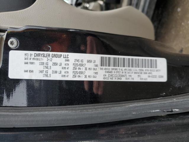 2C4RC1CG1CR300475 - 2012 CHRYSLER TOWN & COU TOURING L BLACK photo 13