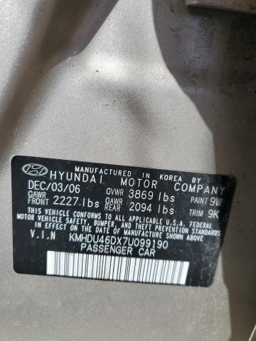 KMHDU46DX7U099190 - 2007 HYUNDAI ELANTRA GLS TAN photo 12