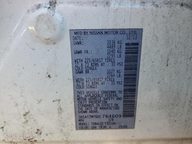 5N1AT2MT6EC764609 - 2014 NISSAN ROGUE S WHITE photo 13