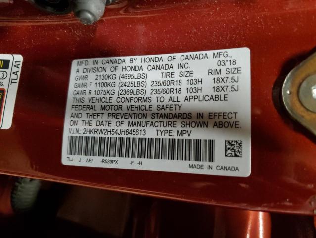 2HKRW2H54JH645613 - 2018 HONDA CR-V EX RED photo 12