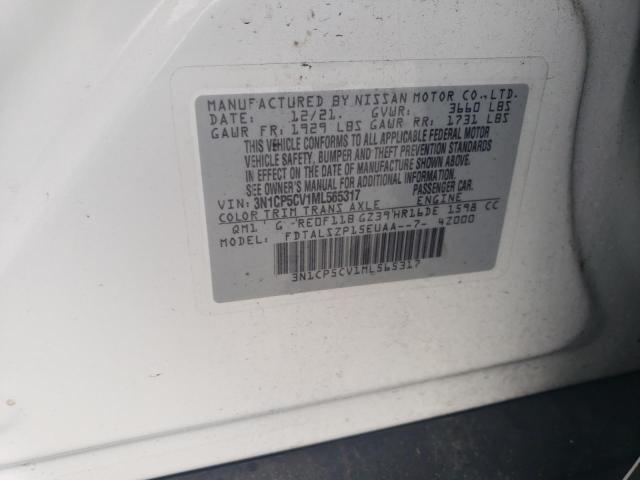 3N1CP5CV1ML565317 - 2021 NISSAN KICKS SV WHITE photo 13