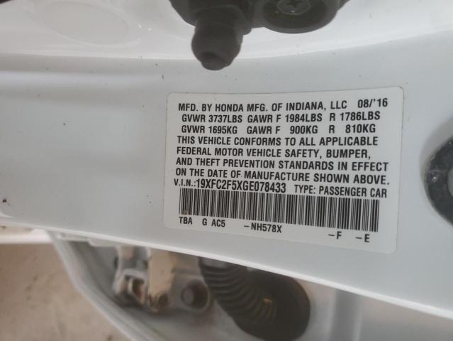 19XFC2F5XGE078433 - 2016 HONDA CIVIC LX WHITE photo 13