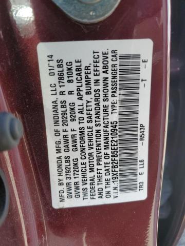 19XFB2F85EE210945 - 2014 HONDA CIVIC EX BURGUNDY photo 12