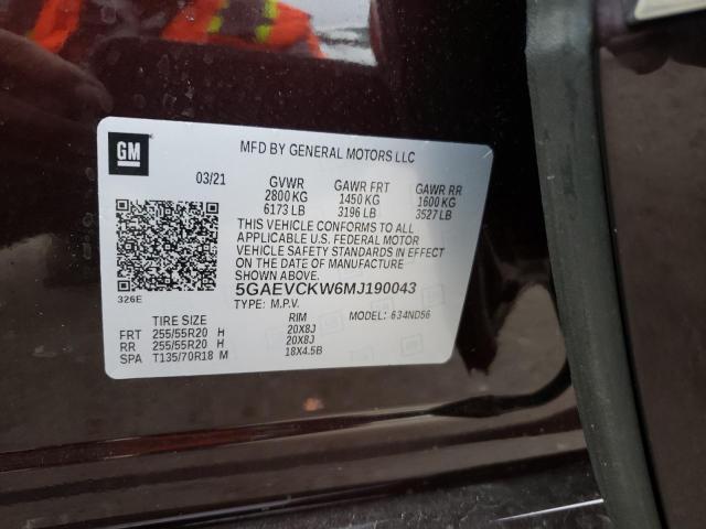 5GAEVCKW6MJ190043 - 2021 BUICK ENCLAVE AVENIR მუქწითელი ფოტო 14