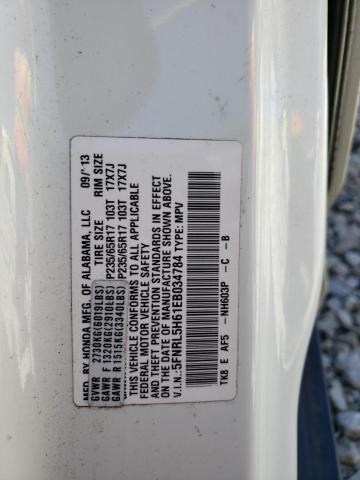 5FNRL5H61EB034784 - 2014 HONDA ODYSSEY EXL WHITE photo 13