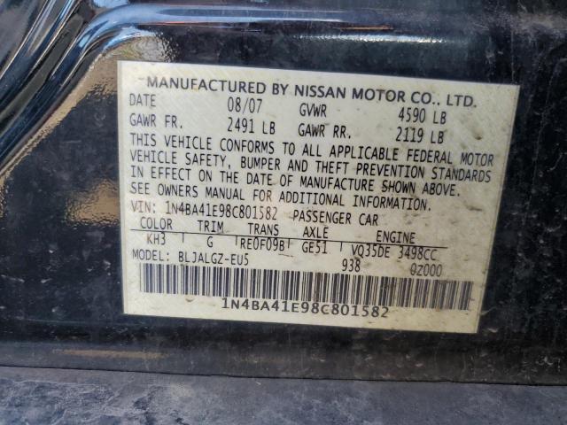 1N4BA41E98C801582 - 2008 NISSAN MAXIMA SE BLACK photo 12