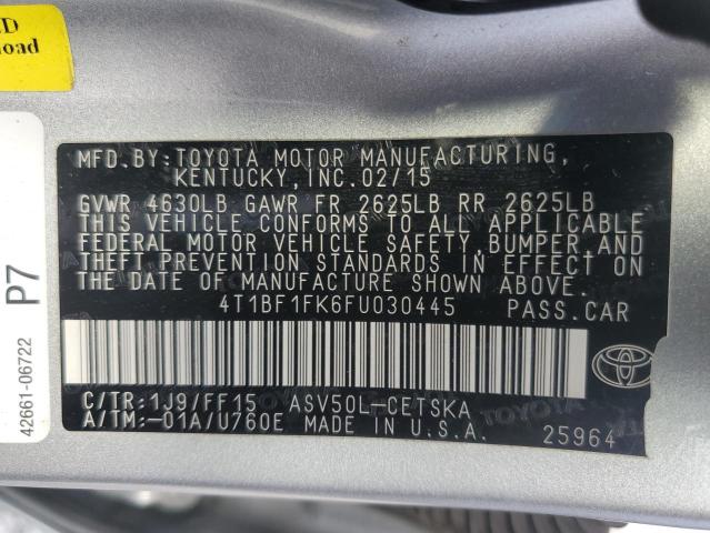 4T1BF1FK6FU030445 - 2015 TOYOTA CAMRY LE SILVER photo 12