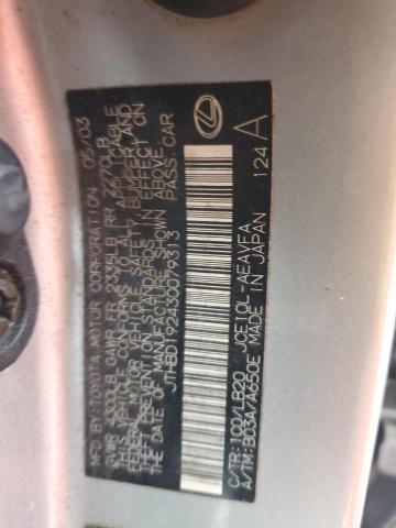 JTHBD192430079313 - 2003 LEXUS IS 300 SILVER photo 12