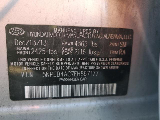 5NPEB4AC7EH867177 - 2014 HYUNDAI SONATA GLS SILVER photo 13