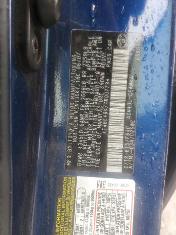 4T4BE46K77R007784 - 2007 TOYOTA CAMRY CE BLUE photo 12