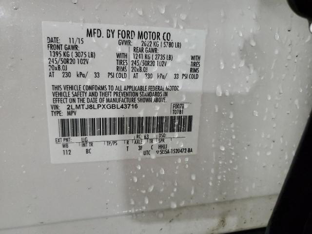 2LMTJ8LPXGBL43716 - 2016 LINCOLN MKX RESERVE WHITE photo 14