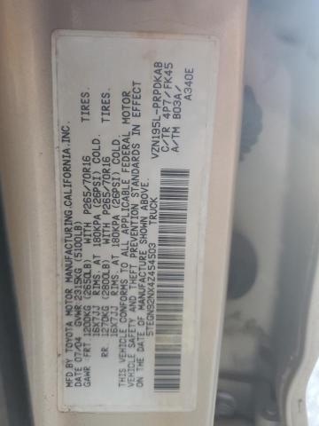 5TEGN92NX4Z454503 - 2004 TOYOTA TACOMA DOUBLE CAB PRERUNNER TAN photo 13