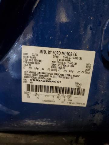 1FM5K8AWXNNA07173 - 2022 FORD EXPLORER POLICE INTERCEPTOR 蓝色 照片 13