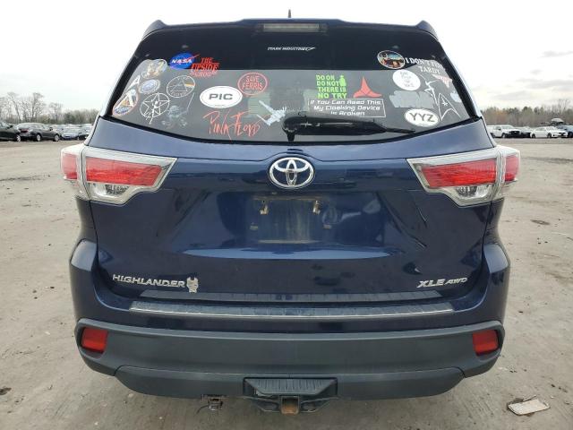 5TDJKRFH1GS317082 - 2016 TOYOTA HIGHLANDER XLE BLUE photo 6