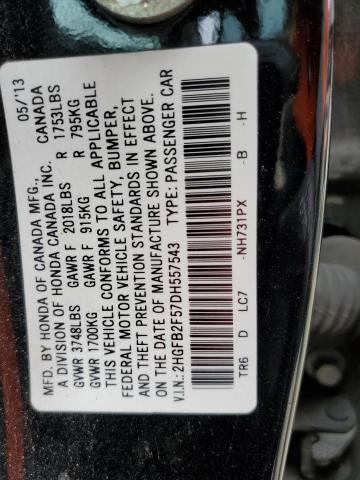 2HGFB2F57DH557543 - 2013 HONDA CIVIC LX BLACK photo 12