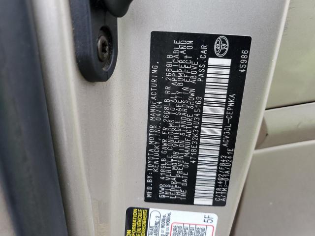 4T1BE32K34U345169 - 2004 TOYOTA CAMRY LE TAN photo 13