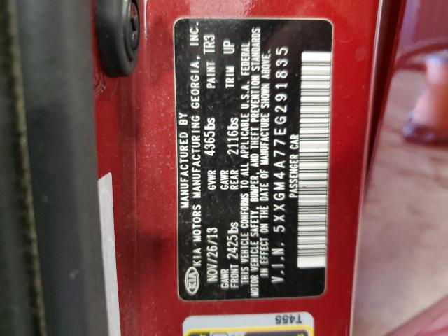 5XXGM4A77EG291835 - 2014 KIA OPTIMA LX RED photo 12