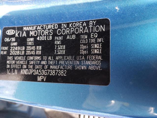 KNDJP3A53G7387382 - 2016 KIA SOUL + BLUE photo 12