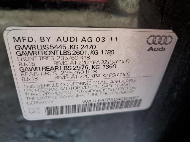 WA1LFAFP5BA090467 - 2011 AUDI Q5 PREMIUM PLUS BLACK photo 12