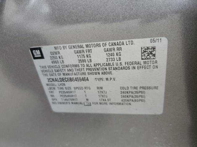 2CNALDEC6B6459464 - 2011 CHEVROLET EQUINOX LT TAN photo 13