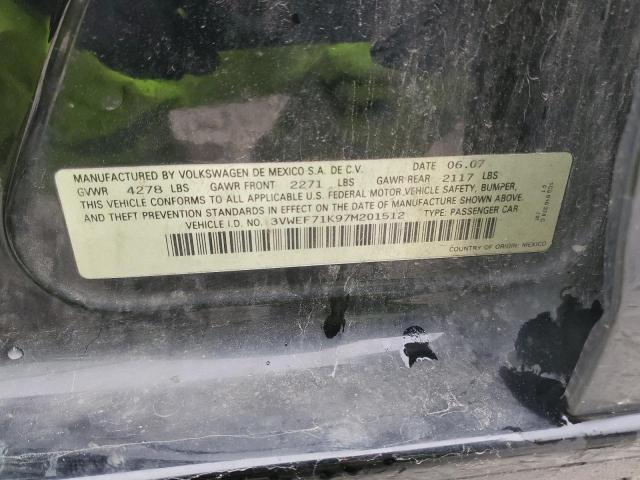 3VWEF71K97M201512 - 2007 VOLKSWAGEN JETTA WOLFSBURG 黑色 照片 13