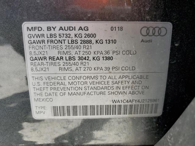 WA1C4AFY4J2125961 - 2018 AUDI SQ5 PRESTIGE GRAY photo 13