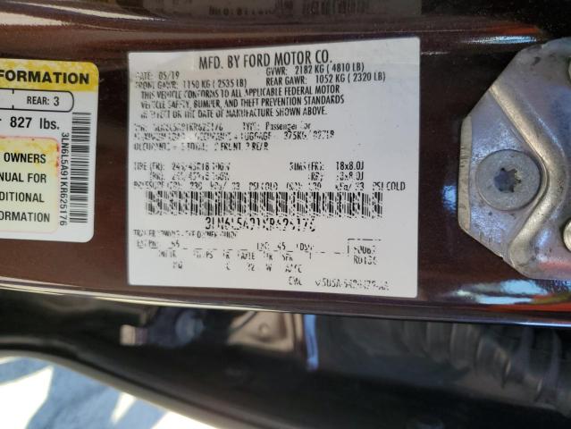 3LN6L5A91KR625176 - 2019 LINCOLN MKZ BROWN photo 12