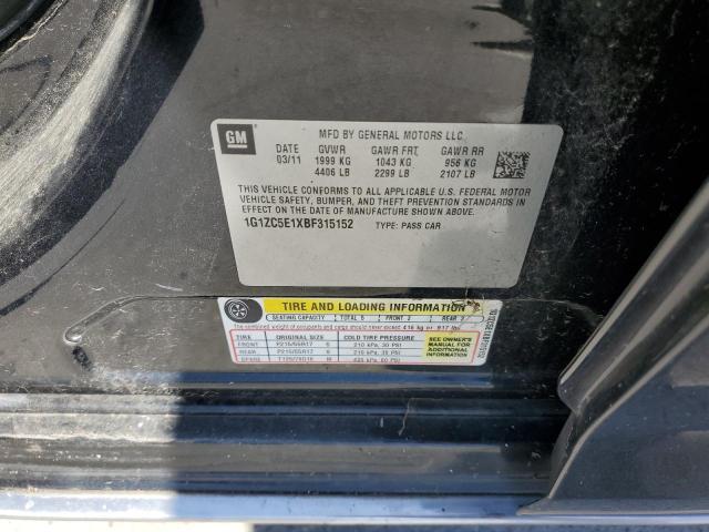 1G1ZC5E1XBF315152 - 2011 CHEVROLET MALIBU 1LT BLACK photo 12