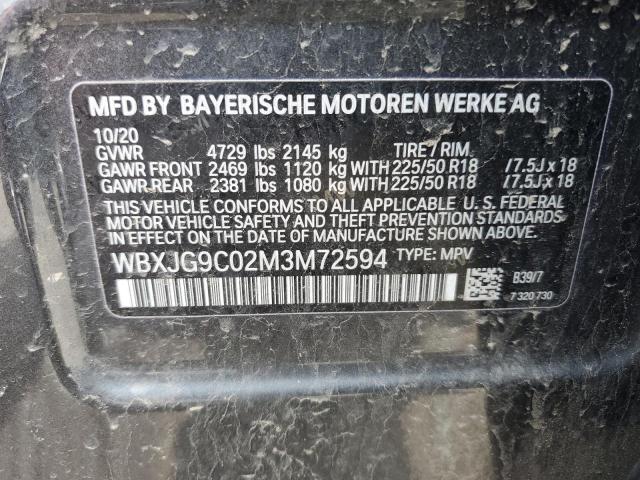 WBXJG9C02M3M72594 - 2021 BMW X1 XDRIVE28I BLACK photo 13