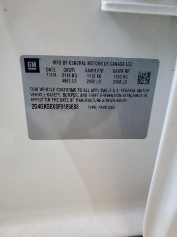 2G4GK5EX0F9185883 - 2015 BUICK REGAL 白色 照片 12