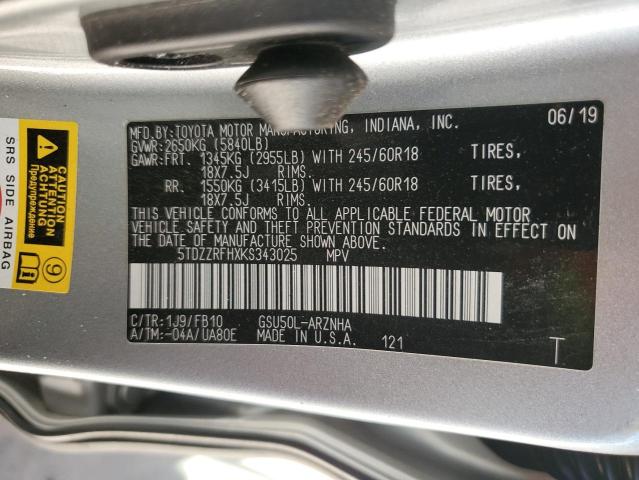 5TDZZRFHXKS343025 - 2019 TOYOTA HIGHLANDER LE SILVER photo 13