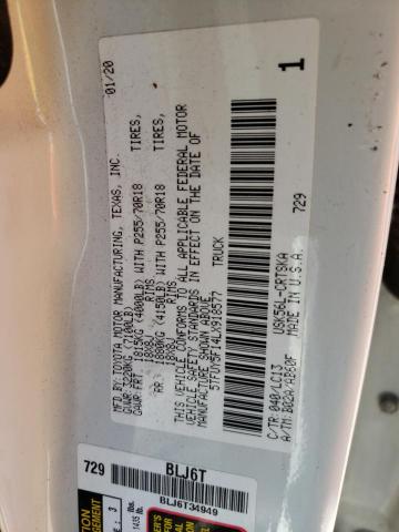 5TFUY5F14LX918577 - 2020 TOYOTA TUNDRA DOUBLE CAB SR/SR5 WHITE photo 12