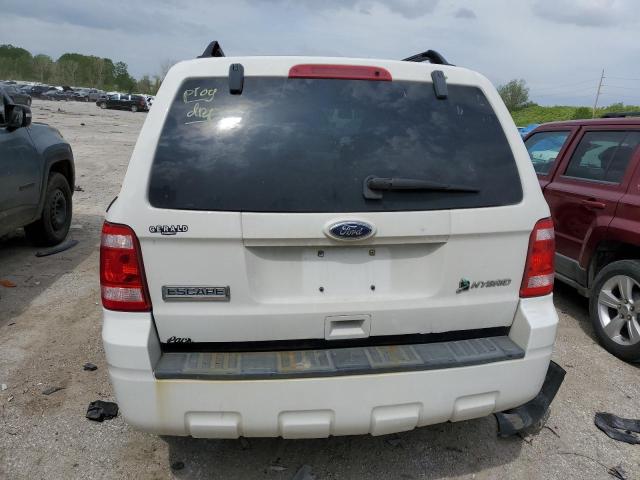 1FMCU4K34AKB62747 - 2010 FORD ESCAPE HYBRID WHITE photo 6