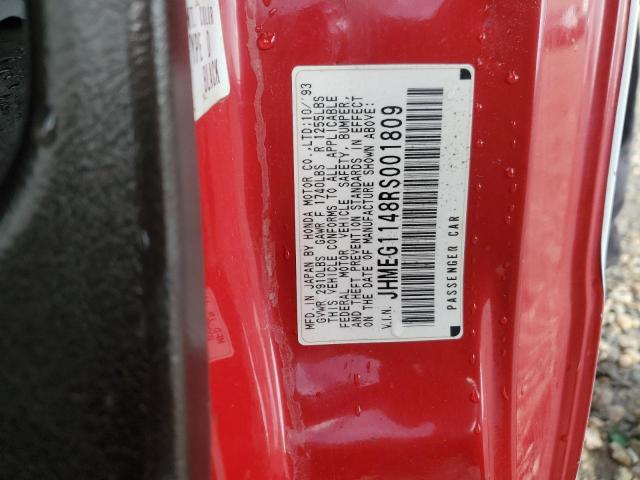 JHMEG1148RS001809 - 1994 HONDA CIVIC DEL SOL S WHITE photo 12