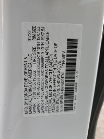 5FNRL6H87NB054741 - 2022 HONDA ODYSSEY TOURING WHITE photo 13