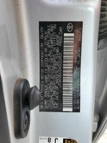 JTDKN3DU2A0022401 - 2010 TOYOTA PRIUS SILVER photo 12