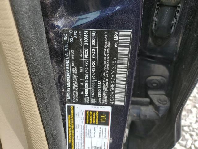 4JGDA5HB9DA203756 - 2013 MERCEDES-BENZ ML 350 4MATIC BLUE photo 13