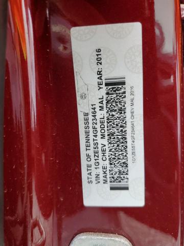 1G1ZE5ST4GF234641 - 2016 CHEVROLET MALIBU LT RED photo 12