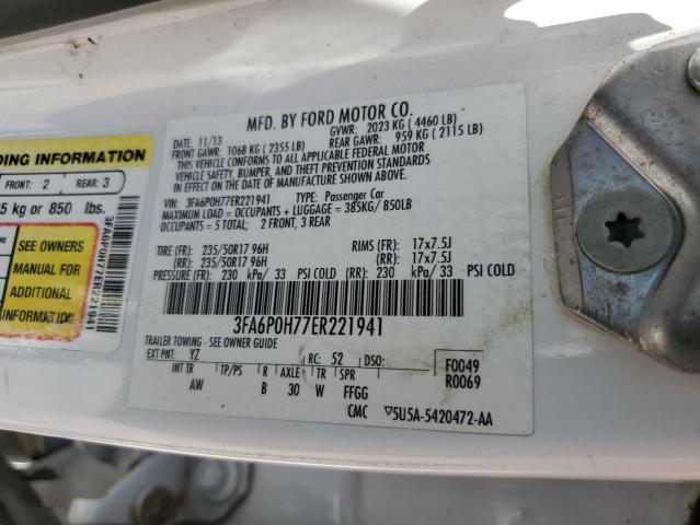 3FA6P0H77ER221941 - 2014 FORD FUSION SE WHITE photo 12