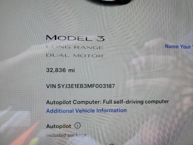 5YJ3E1EB3MF003187 - 2021 TESLA MODEL 3 GRAY photo 9