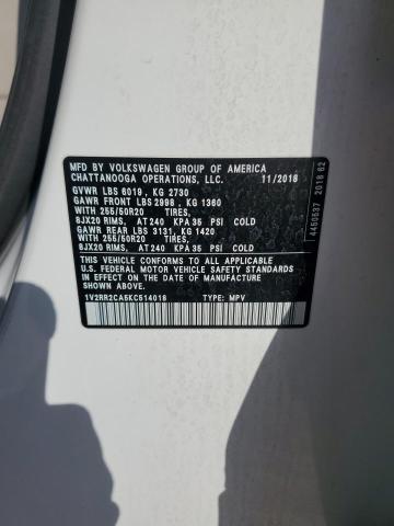 1V2RR2CA5KC514018 - 2019 VOLKSWAGEN ATLAS SEL Ağ foto 13