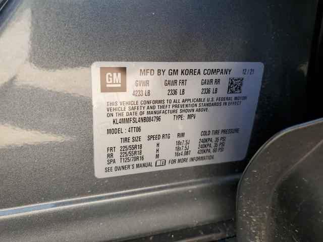 KL4MMFSL4NB084796 - 2022 BUICK ENCORE GX ESSENCE GRAY photo 12