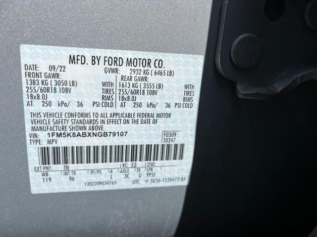 1FM5K8ABXNGB79107 - 2022 FORD EXPLORER POLICE INTERCEPTOR ნაცრისფერი ფოტო 10